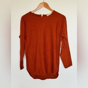 Michael Kors Burnt Orange Knit Sweater | Back Zip | High-low hem | Medium